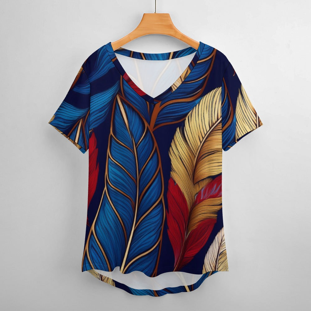 V Neck Short-sleeve Shirt Inkedjoy