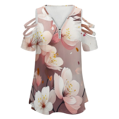 Zip Off Shoulder Top Inkedjoy