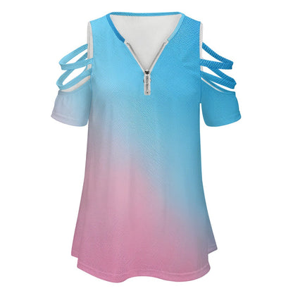 Zip Off Shoulder Top Inkedjoy