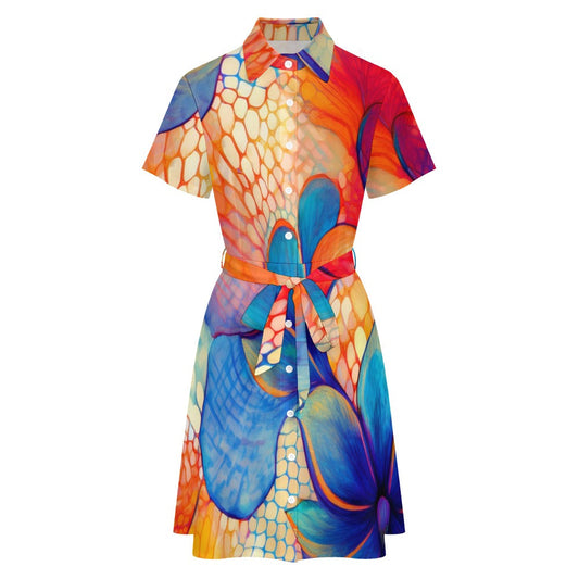 Short-sleeved collared dress Inkedjoy
