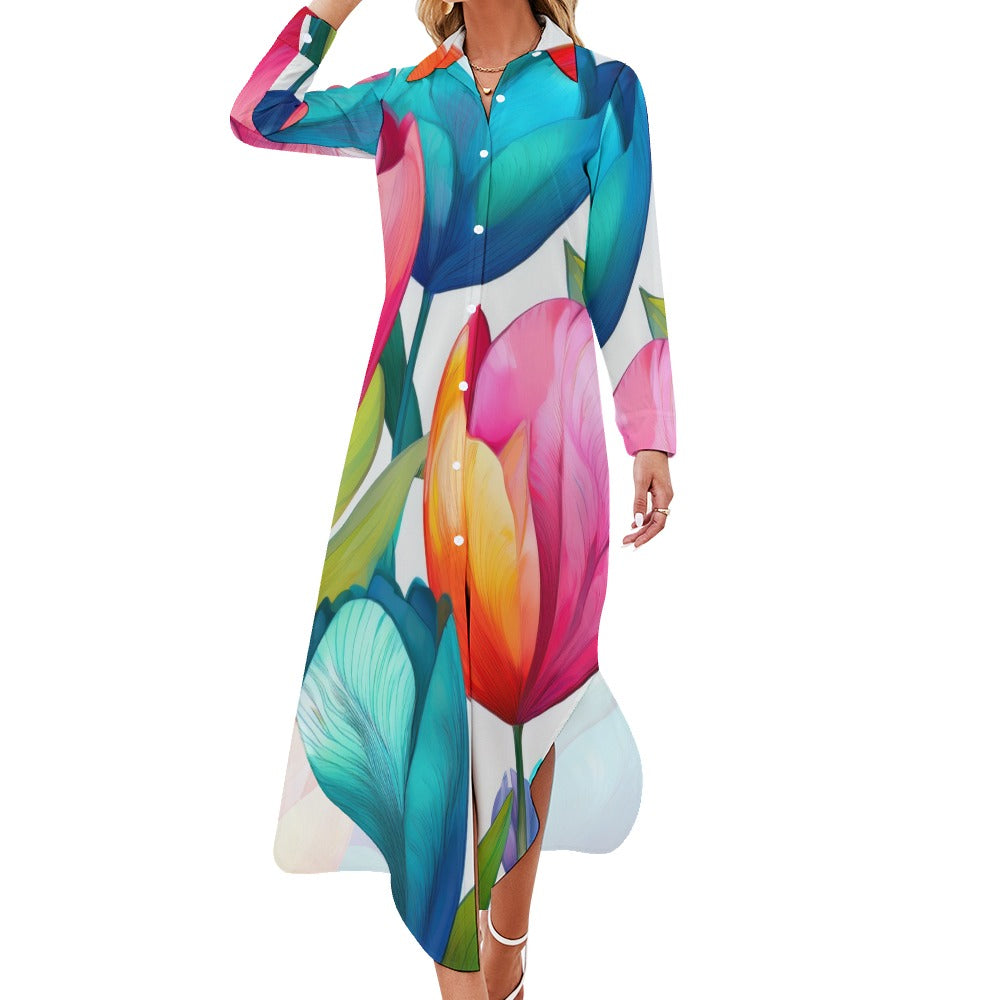 Long Sleeve Shirt Dress Inkedjoy
