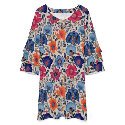 Lotus leaf sleeve dress Inkedjoy
