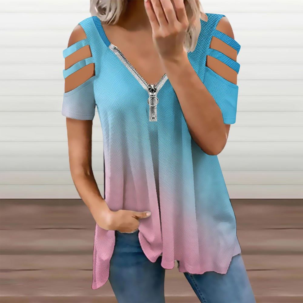 Zip Off Shoulder Top Inkedjoy