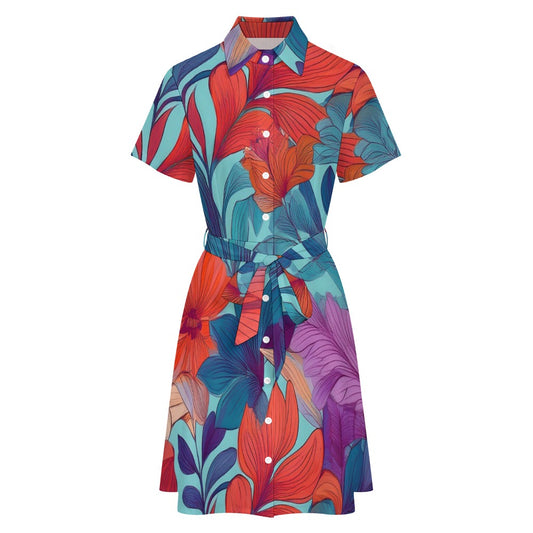 Short-sleeved collared dress