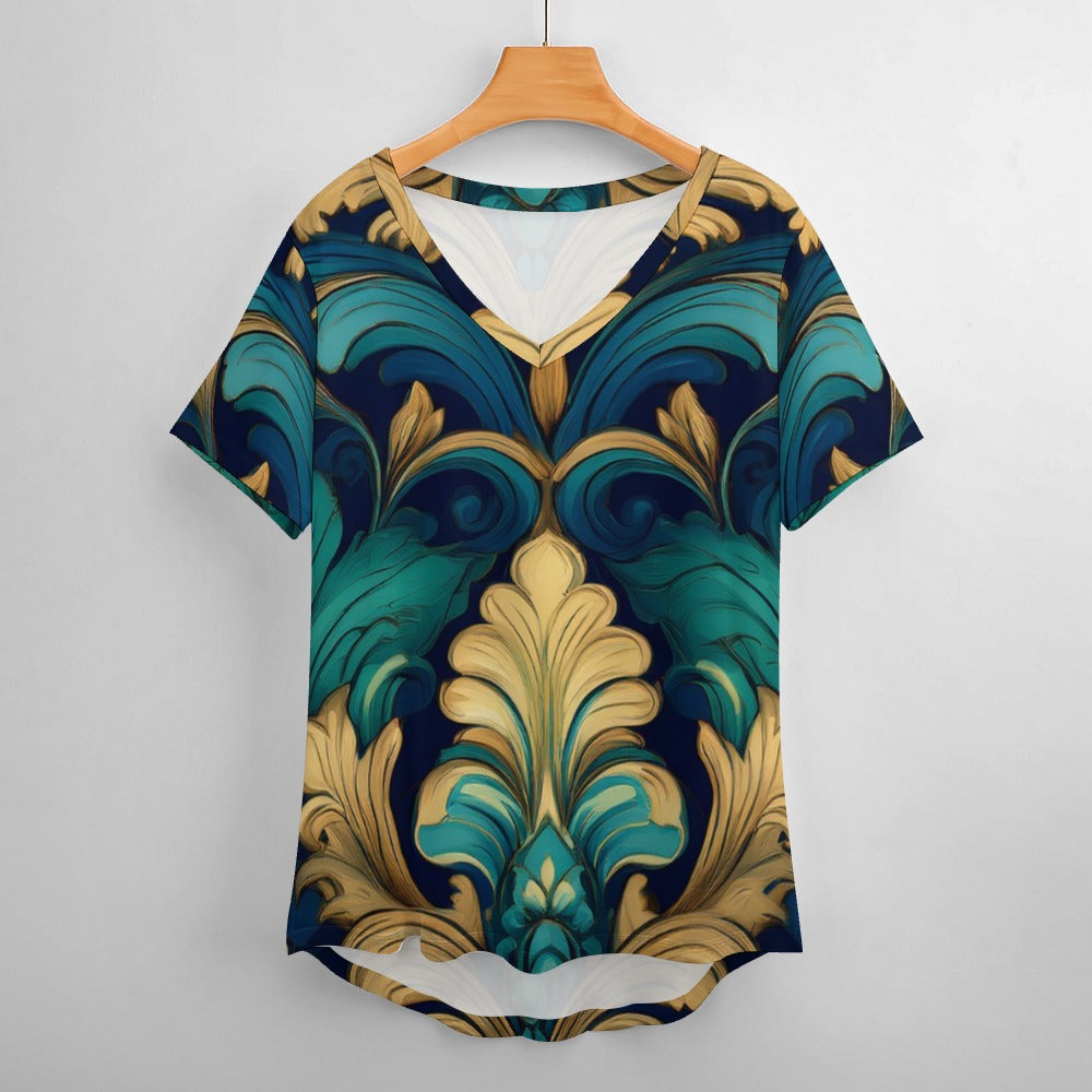 V Neck Short-sleeve Shirt Inkedjoy