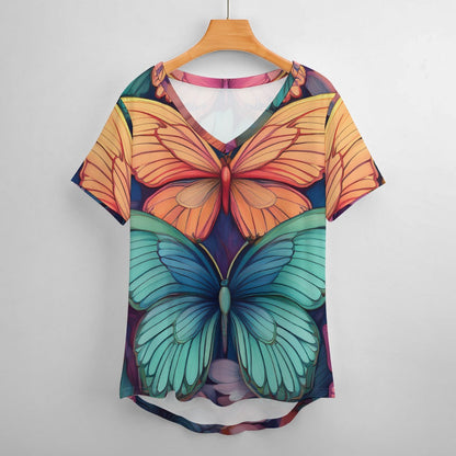 V Neck Short-sleeve Shirt Inkedjoy