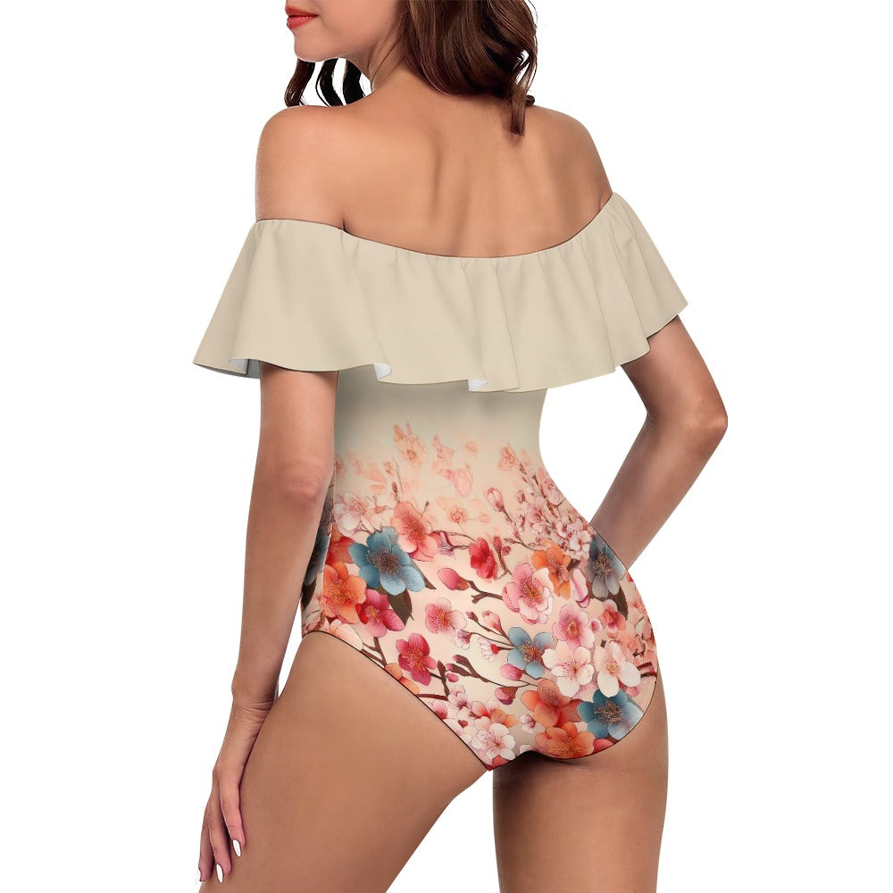 Off-Shoulder One-Piece Swimsuit