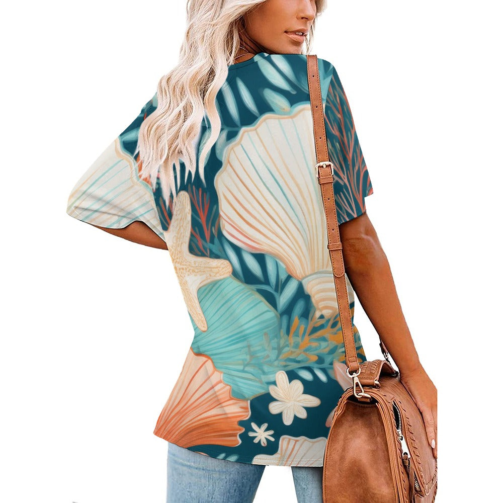 V Neck Short-sleeve Shirt Inkedjoy