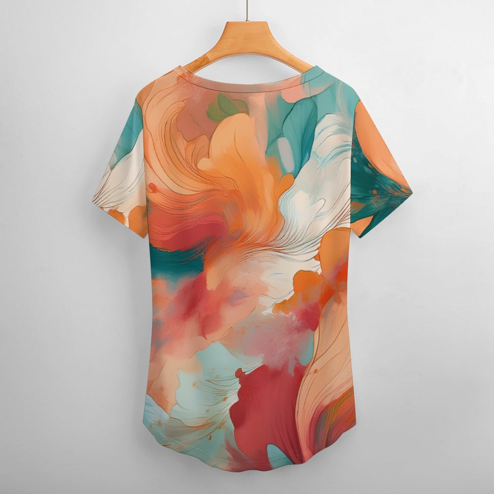 V Neck Short-sleeve Shirt Inkedjoy