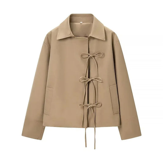 Loose casual lapel tie jacket for women's clothing - London Look