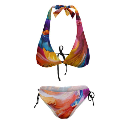 Ladies Sexy V-Neck Bikini Swimsuit Inkedjoy