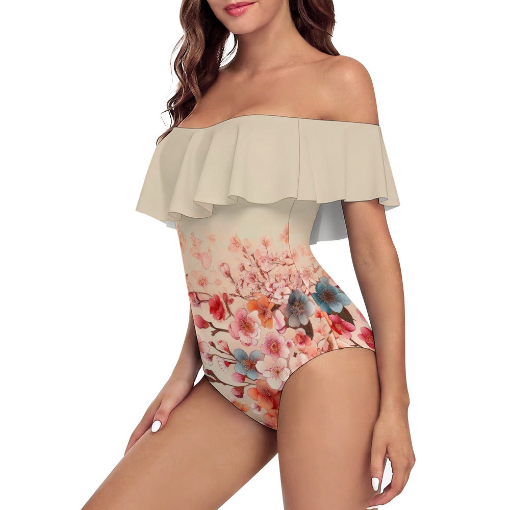 Off-Shoulder One-Piece Swimsuit
