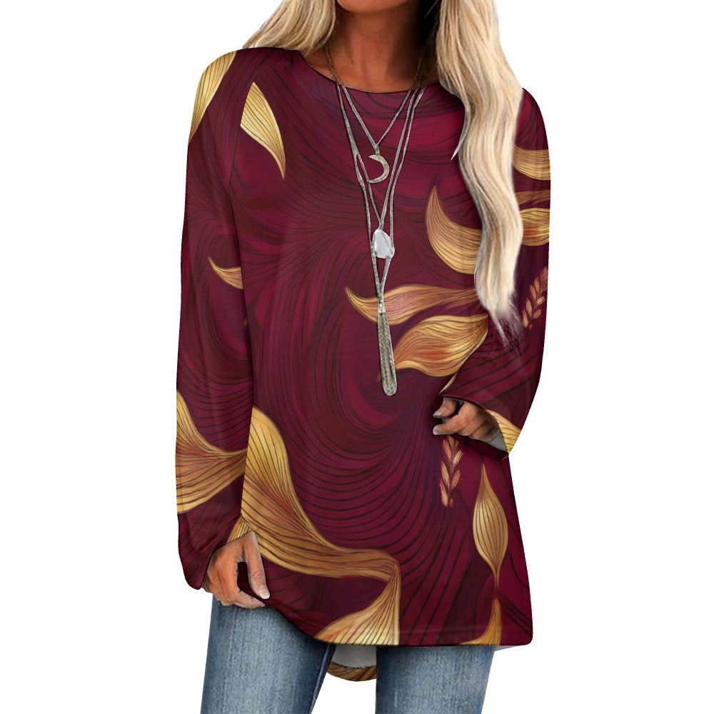 Long Crew Neck Long Sleeve T-Shirt Inkedjoy