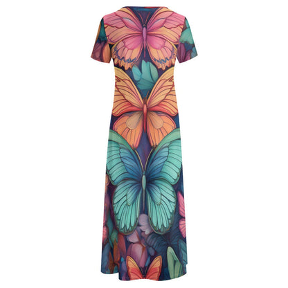 Butterfly Short Sleeve Dress Inkedjoy