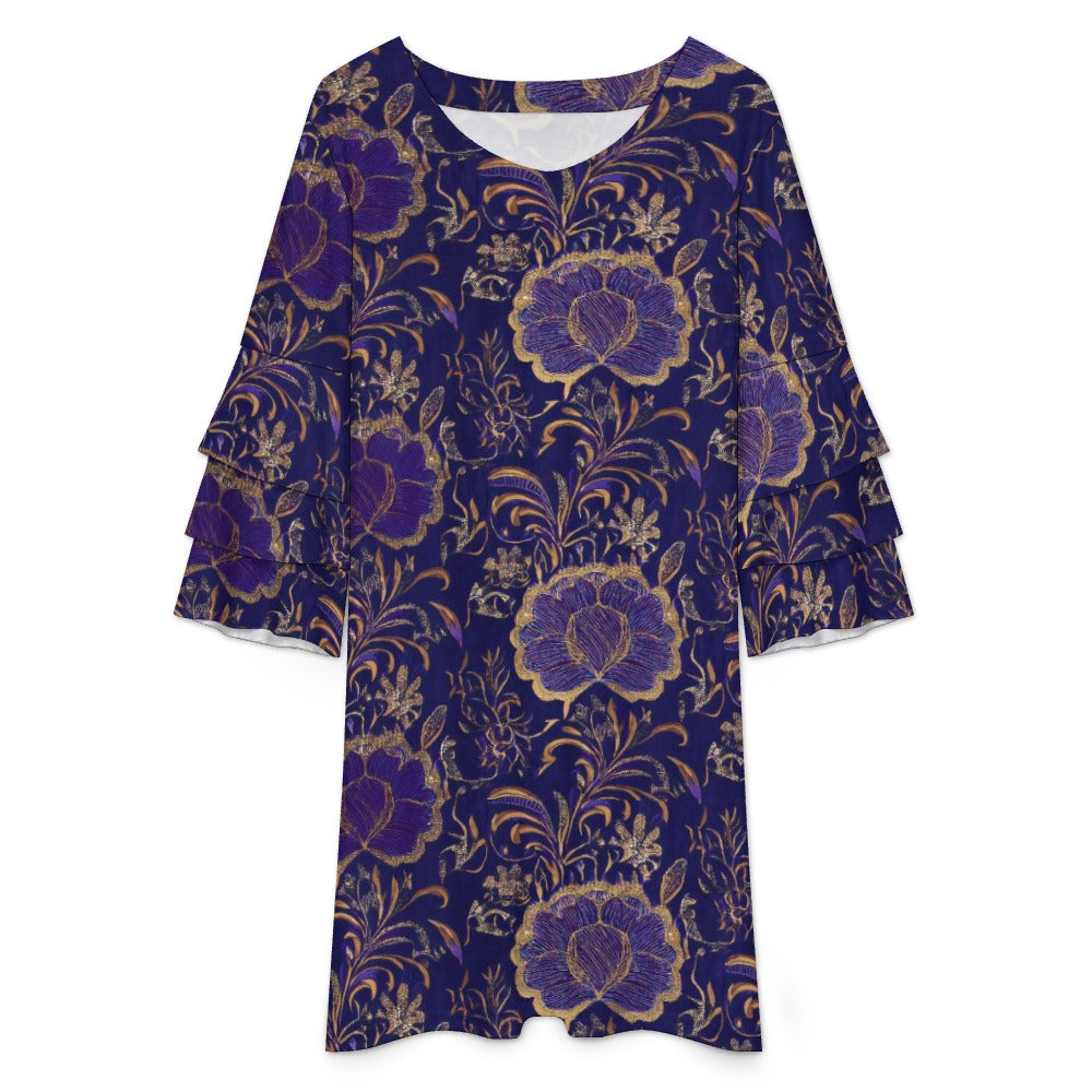 Lotus leaf sleeve dress Inkedjoy