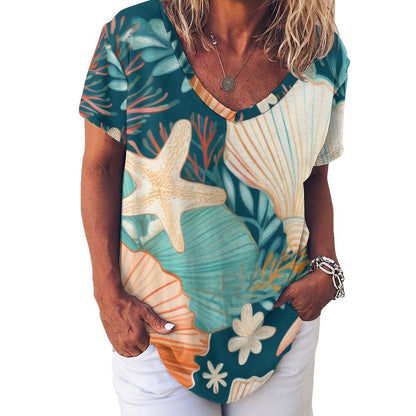 V Neck Short-sleeve Shirt Inkedjoy