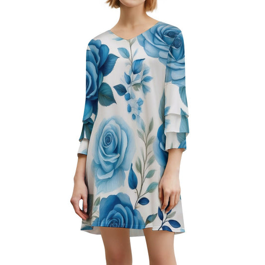 Lotus leaf sleeve dress Inkedjoy