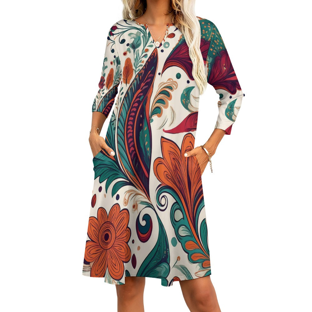7-point sleeve dress Inkedjoy