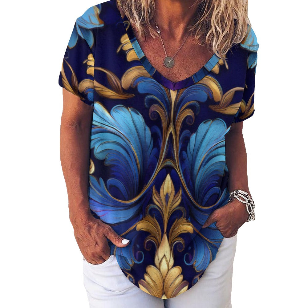 V Neck Short-sleeve Shirt Inkedjoy