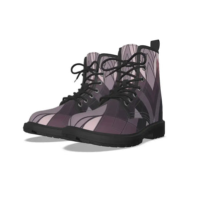 Pink-Brown Geometric Print Short Boots