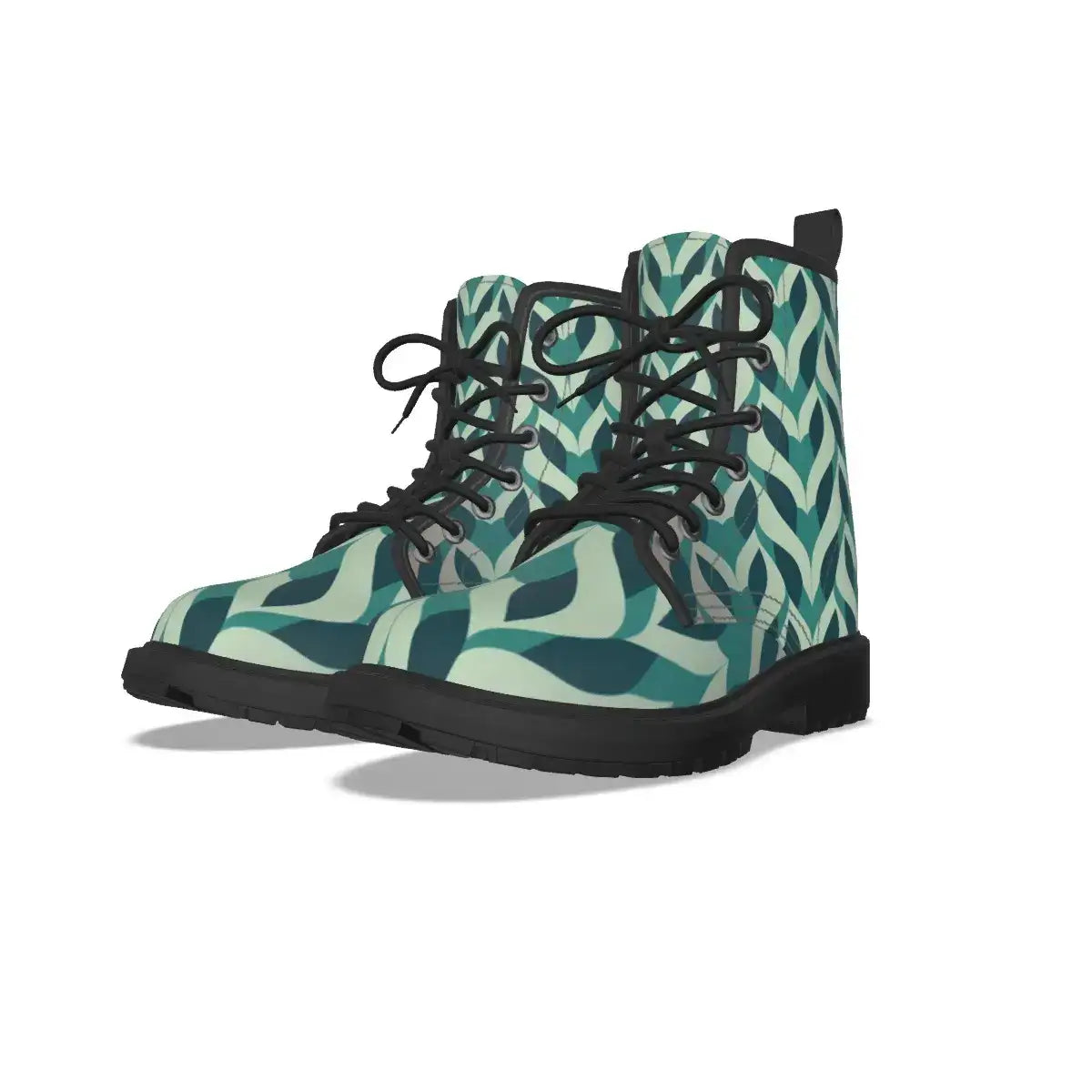 Green Wavy Camouflage Short Boots