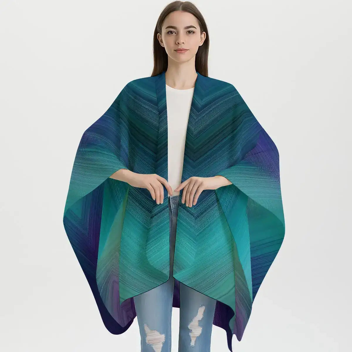 Blue-Green Gradient Poncho