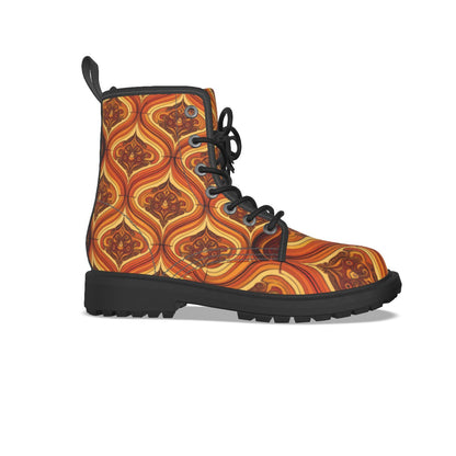 All-Over Print Women's Martin Short Boots With Black Bottom Yoycol