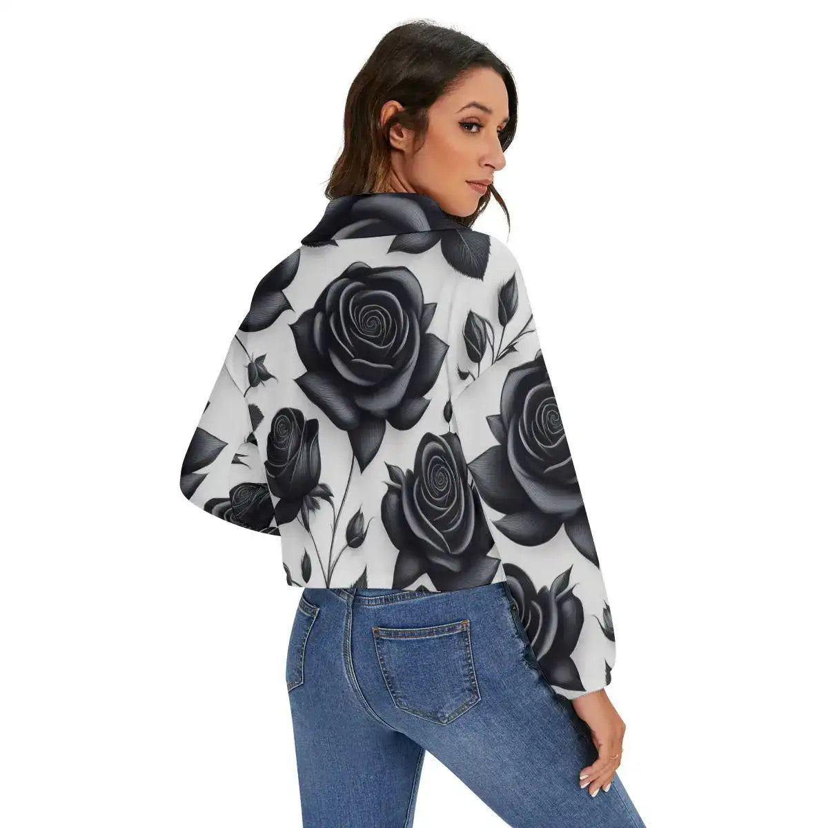 Black Roses Zip Jacket Yoycol