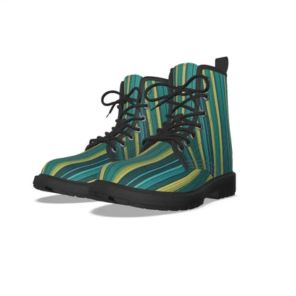 Green Stripes Short Boots