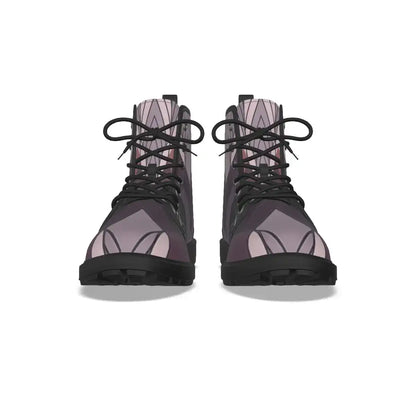 Pink-Brown Geometric Print Short Boots