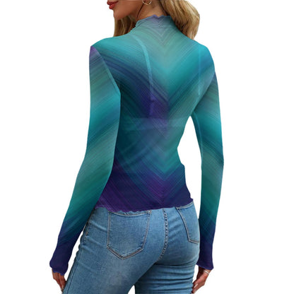 Gradient Green and Blue Mesh Top