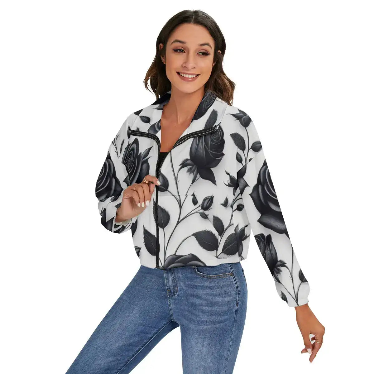 Black Roses Zip Jacket Yoycol
