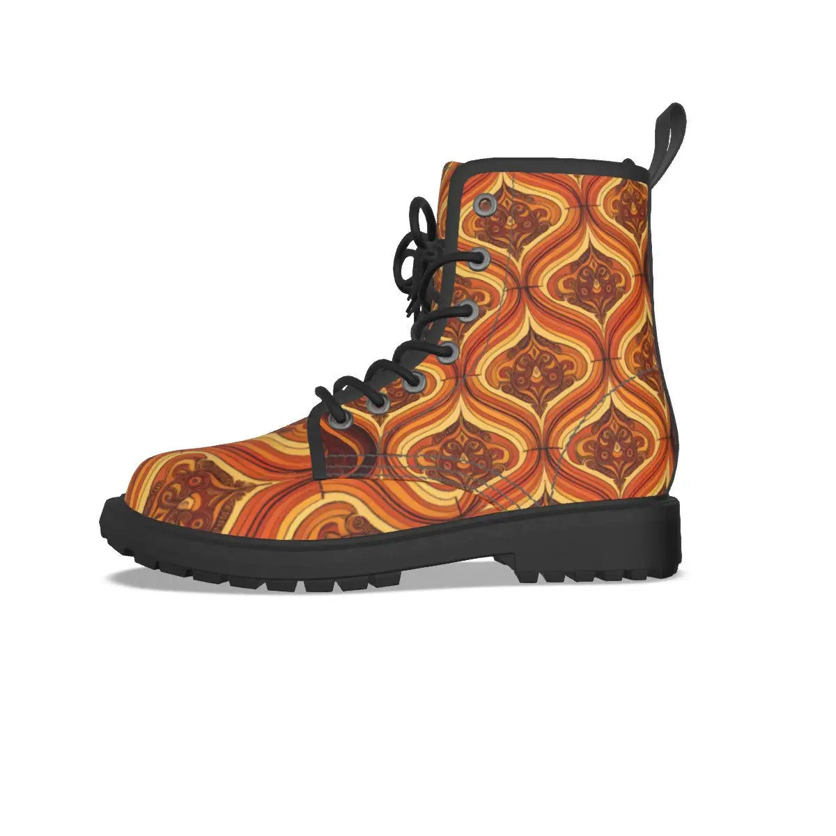All-Over Print Women's Martin Short Boots With Black Bottom Yoycol