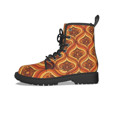 All-Over Print Women's Martin Short Boots With Black Bottom Yoycol