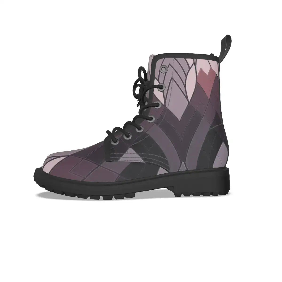 Pink-Brown Geometric Print Short Boots