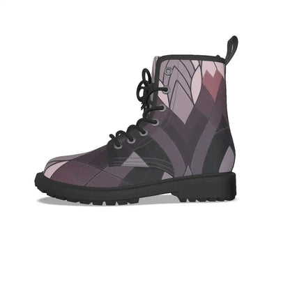 Pink-Brown Geometric Print Short Boots