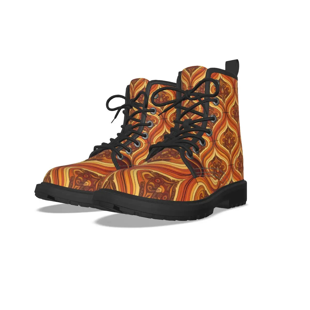 All-Over Print Women's Martin Short Boots With Black Bottom Yoycol