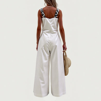 White Leopard Wide-Leg Jumpsuit