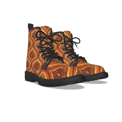 All-Over Print Women's Martin Short Boots With Black Bottom Yoycol