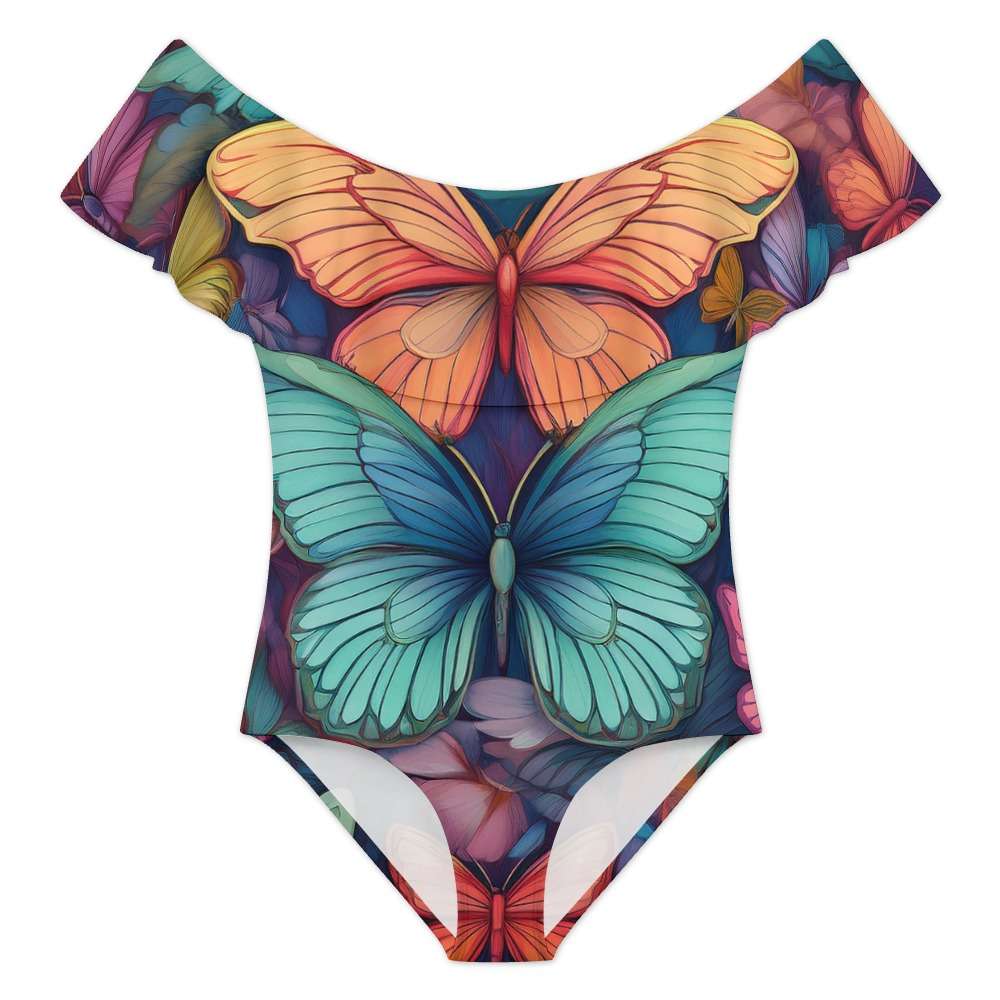 Off-Shoulder One-Piece Swimsuit Inkedjoy