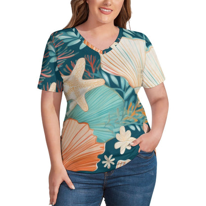 V Neck Short-sleeve Shirt Inkedjoy