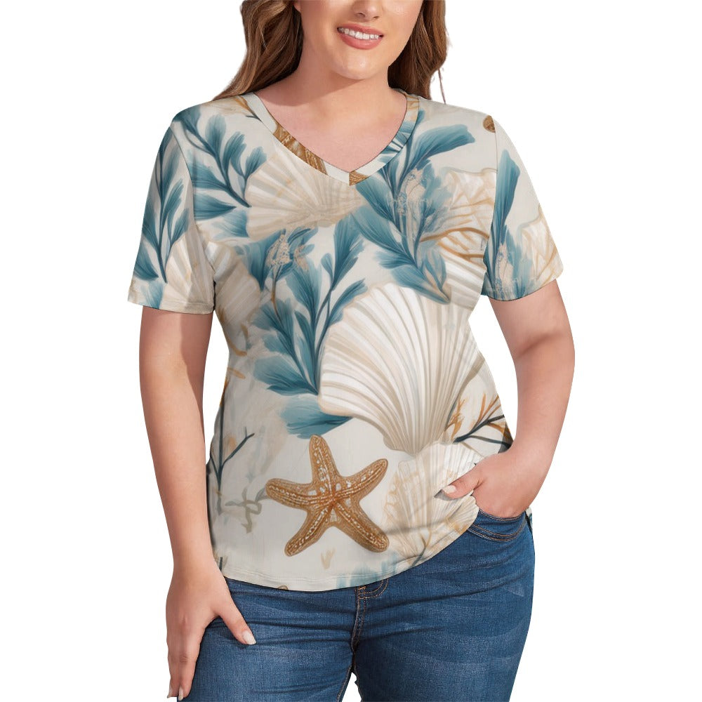 V Neck Short-sleeve Shirt Inkedjoy