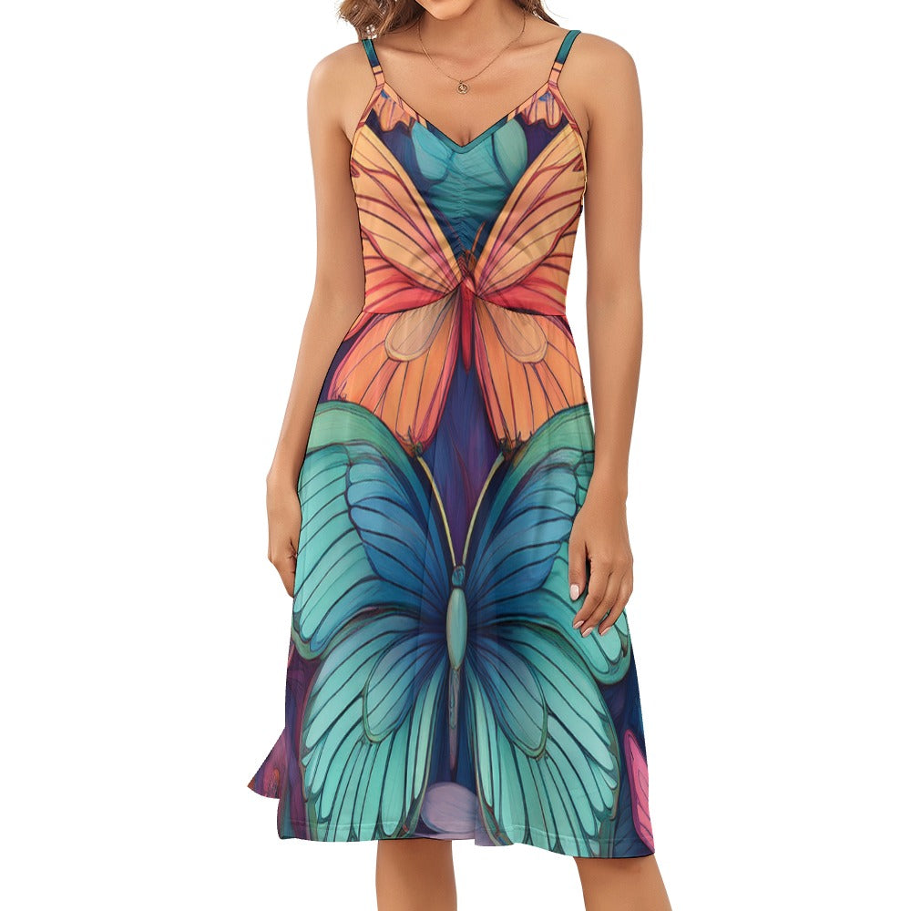 Butterfly Long suspender dress Inkedjoy