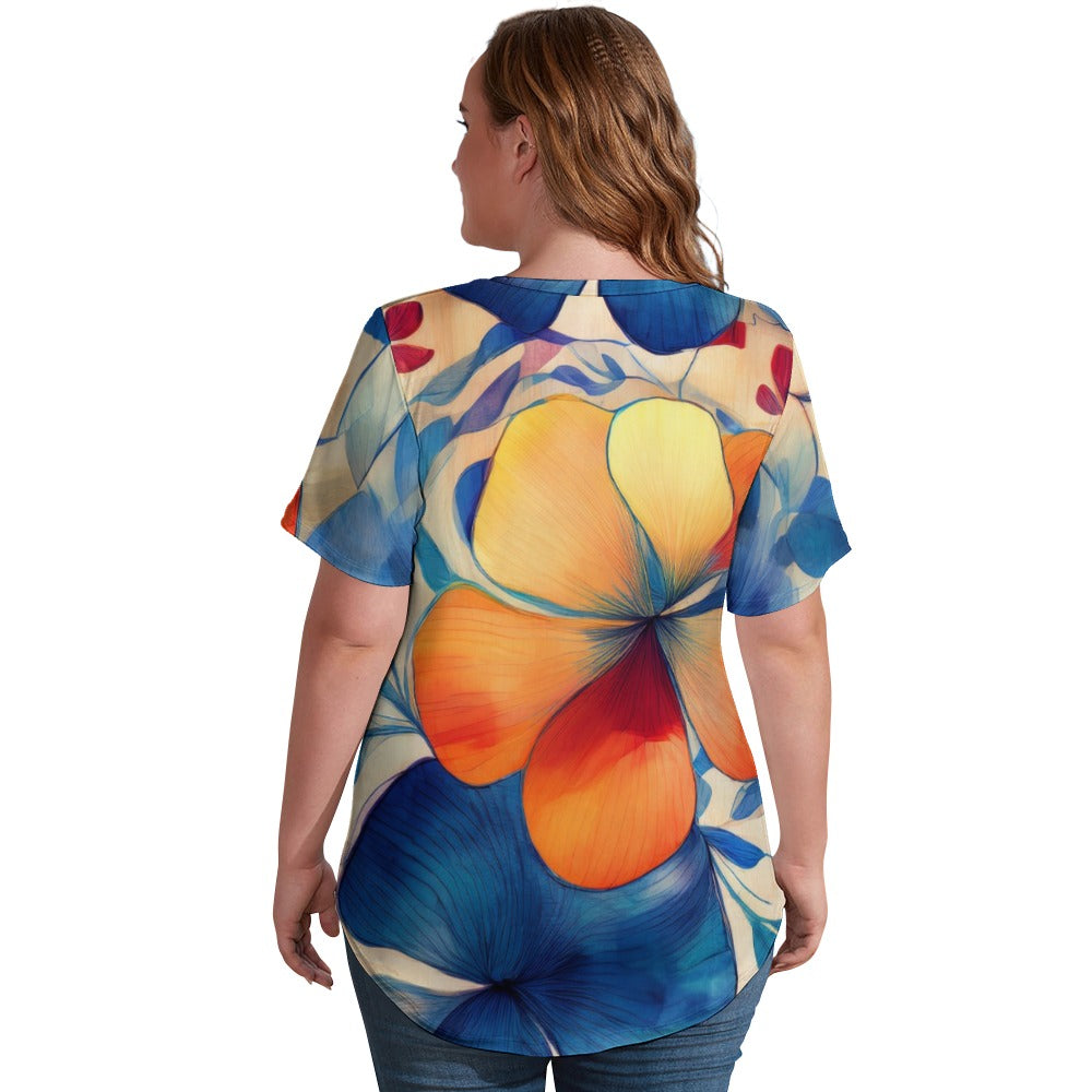 V Neck Short-sleeve Shirt Inkedjoy