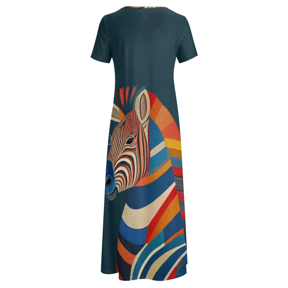 Funky Zebra Printed Dress Inkedjoy