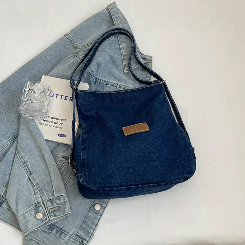 Adjustable Strap Denim Shoulder Bag - London Look