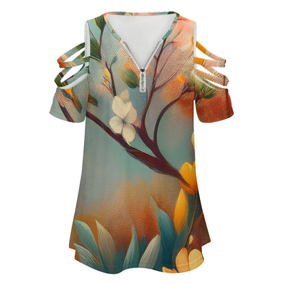 Zip Off Shoulder Top Inkedjoy