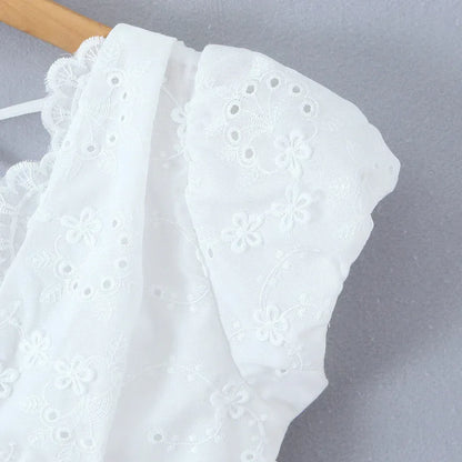 3D Jacquard Back Zipper Bubble Sleeve V-neck Small Top