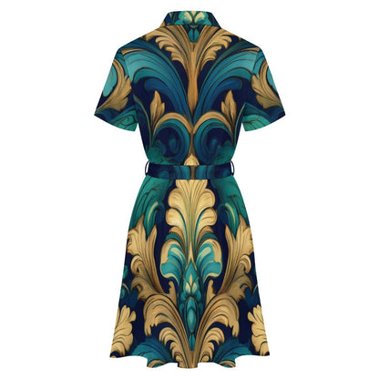 Short-sleeved collared dress Inkedjoy