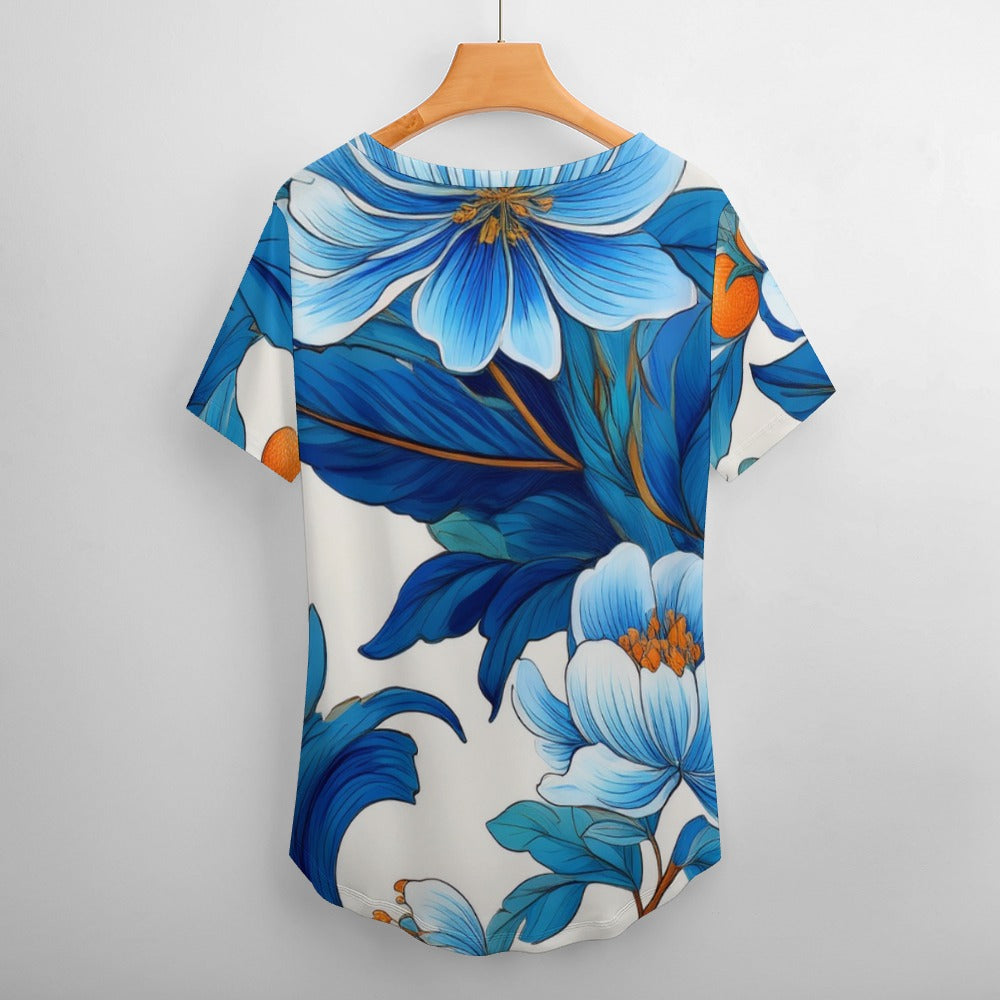 V Neck Short-sleeve Shirt Inkedjoy